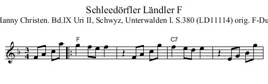 Schleed&ouml;rfler L&auml;ndler F - staff notation