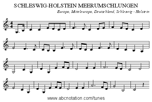 SCHLESWIG-HOLSTEIN MEERUMSCHLUNGEN - staff notation