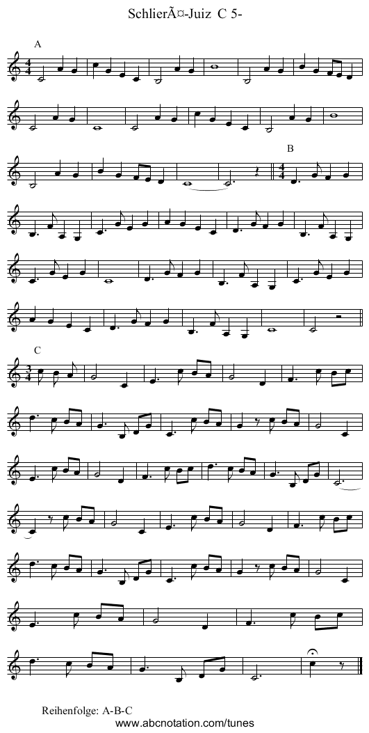 SchlierÃ¤-Juiz  C 5- - staff notation
