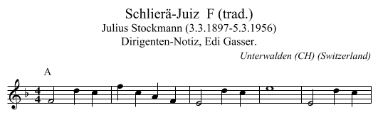 Schlierä-Juiz  F (trad.) - staff notation