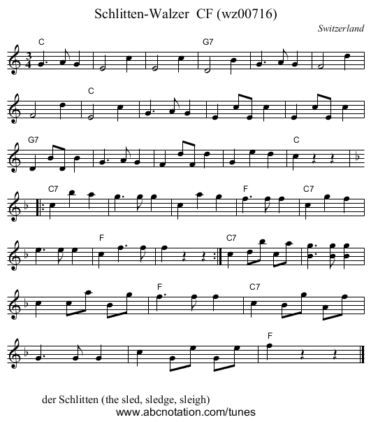 Schlitten-Walzer  CF (wz00716) - staff notation