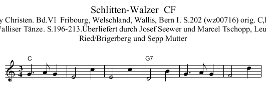 Schlitten-Walzer  CF - staff notation