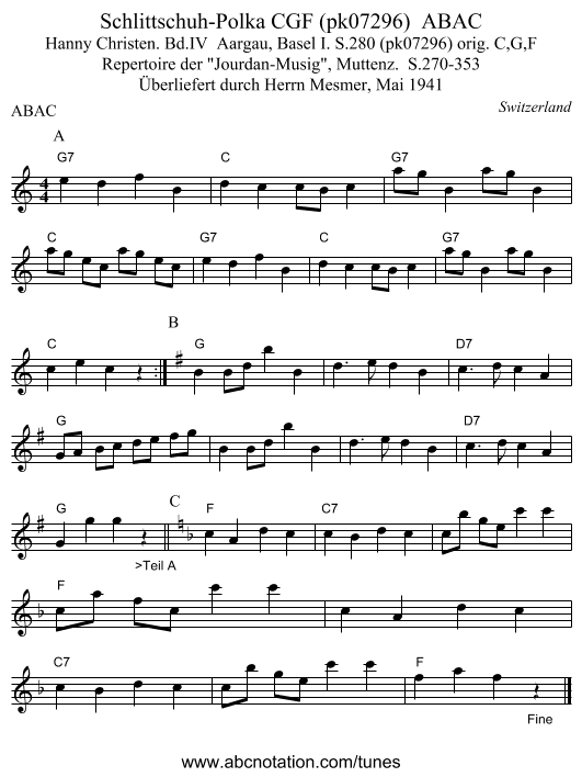 Schlittschuh-Polka CGF (pk07296)  ABAC - staff notation