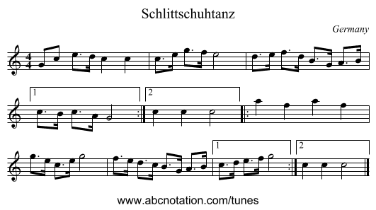 Schlittschuhtanz - staff notation