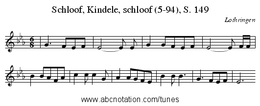 Schloof, Kindele, schloof (5-94), S. 149 - staff notation