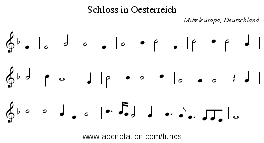 Schloss in Oesterreich - staff notation