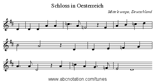 Schloss in Oesterreich - staff notation