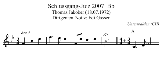 Schlussgang-Juiz 2007  Bb - staff notation
