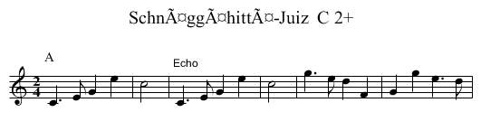 SchnÃ¤ggÃ¤hittÃ¤-Juiz  C 2+ - staff notation