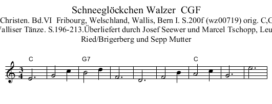 Schneegl&ouml;ckchen Walzer  CGF - staff notation