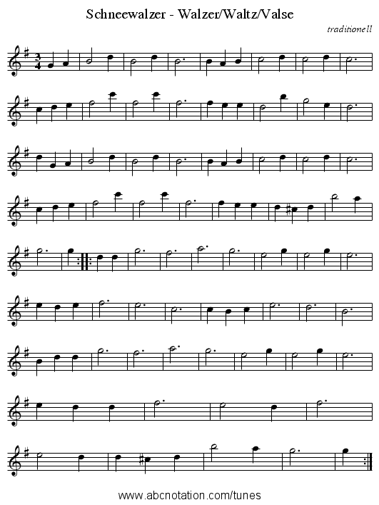 Schneewalzer - Walzer/Waltz/Valse - staff notation