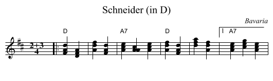 Schneider (in D) - staff notation
