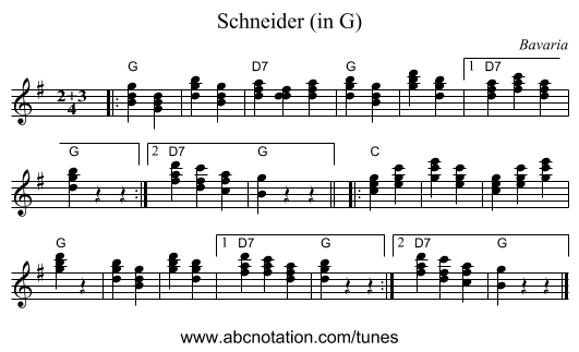 Schneider (in G) - staff notation