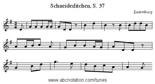 Schneiderlitchen, S. 37 - staff notation