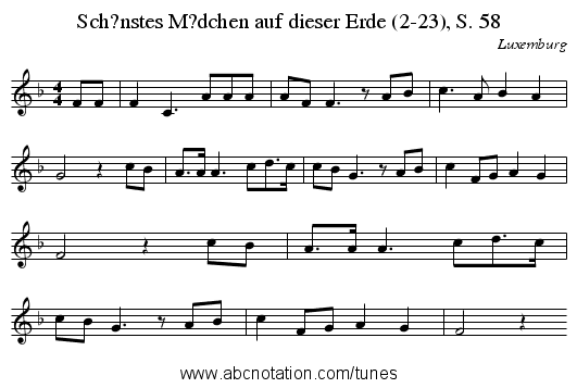 Sch?nstes M?dchen auf dieser Erde (2-23), S. 58 - staff notation