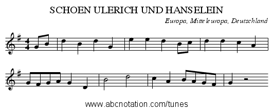 SCHOEN ULERICH UND HANSELEIN - staff notation