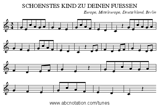 SCHOENSTES KIND ZU DEINEN FUESSEN - staff notation