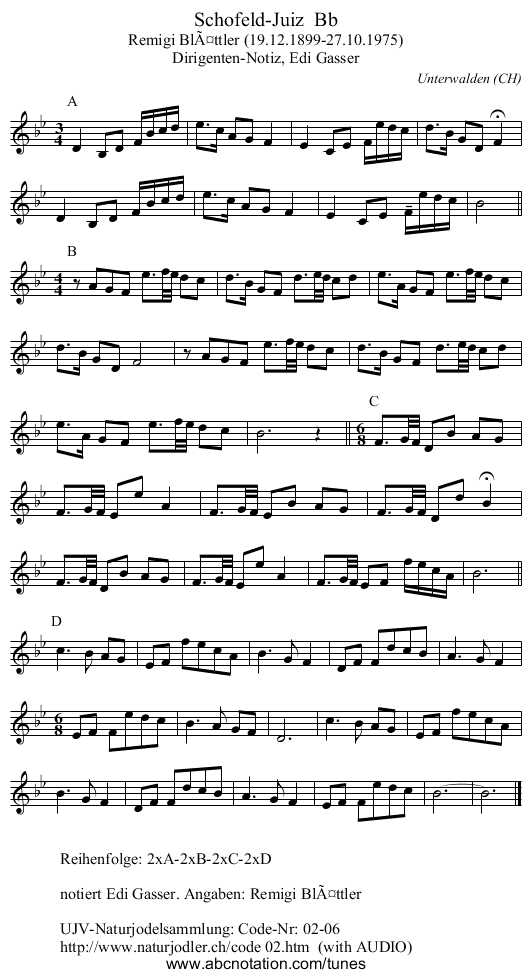 Schofeld-Juiz Bb - staff notation