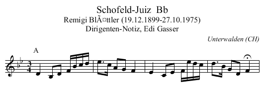 Schofeld-Juiz  Bb - staff notation