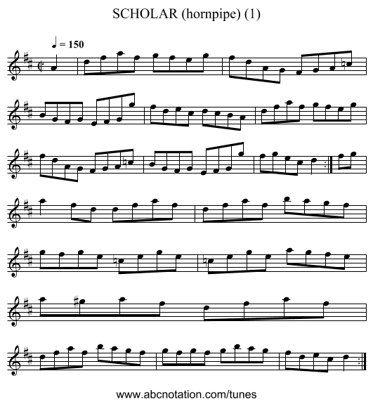SCHOLAR (hornpipe) (1) - staff notation