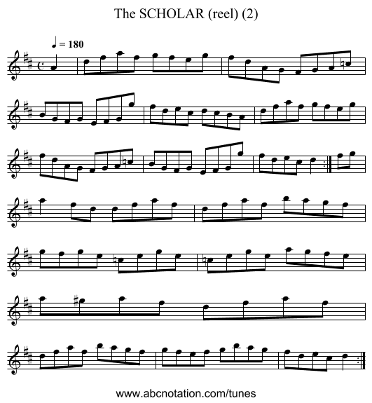 SCHOLAR (reel) (2), The - staff notation