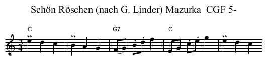 Sch&ouml;n R&ouml;schen (nach G. Linder) Mazurka  CGF 5- - staff notation