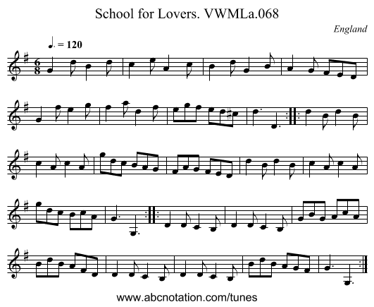 School for Lovers. VWMLa.068 - staff notation