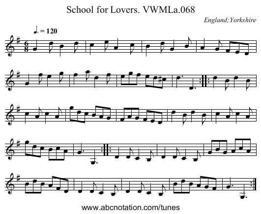 School for Lovers. VWMLa.068 - staff notation