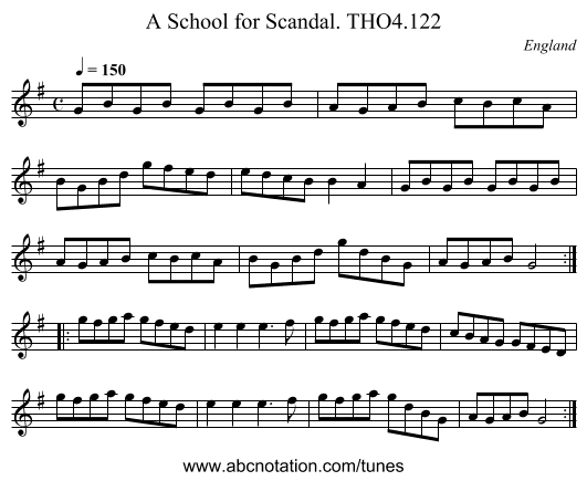 School for Scandal. THO4.122, A - staff notation