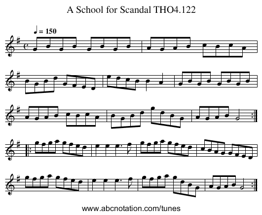 School for Scandal THO4.122, A - staff notation