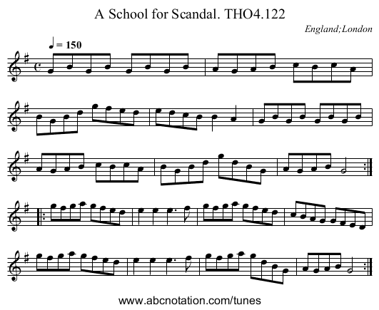 School for Scandal. THO4.122, A - staff notation