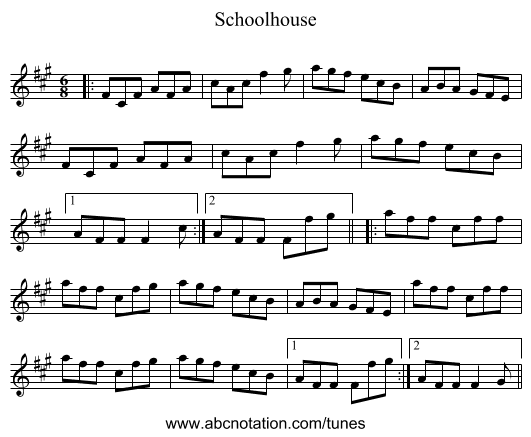 Schoolhouse - staff notation
