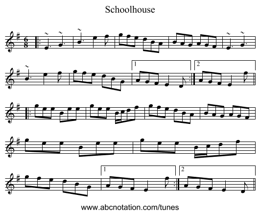 Schoolhouse - staff notation