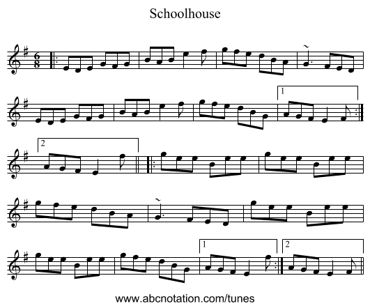 Schoolhouse - staff notation