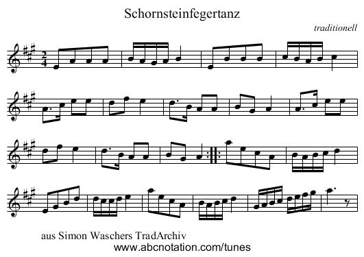 Schornsteinfegertanz - staff notation