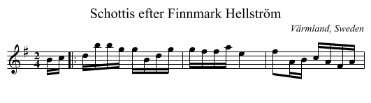 Schottis efter Finnmark Hellstr&ouml;m - staff notation
