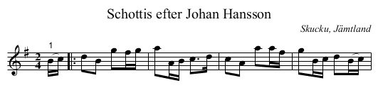 Schottis efter Johan Hansson - staff notation