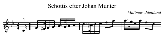 Schottis efter Johan Munter - staff notation