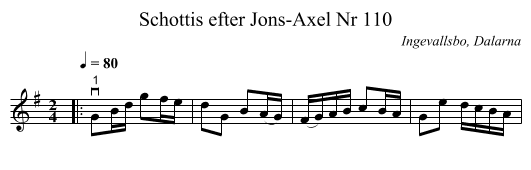 Schottis efter Jons-Axel Nr 110 - staff notation