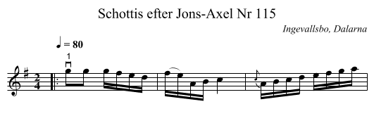 Schottis efter Jons-Axel Nr 115 - staff notation