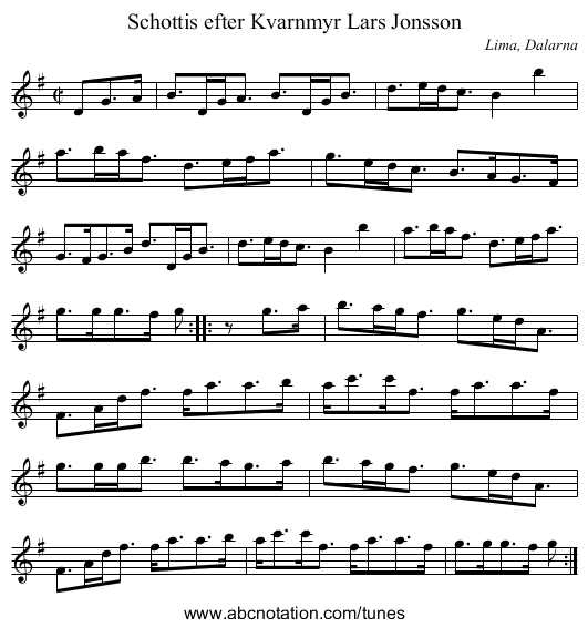 Schottis efter Kvarnmyr Lars Jonsson - staff notation