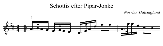 Schottis efter Pipar-Jonke - staff notation