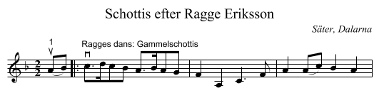 Schottis efter Ragge Eriksson - staff notation