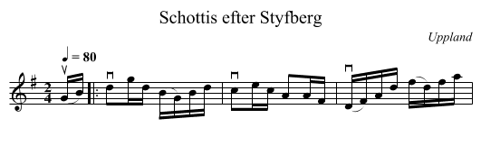 Schottis efter Styfberg - staff notation