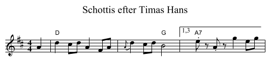 Schottis efter Timas Hans - staff notation