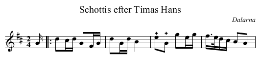 Schottis efter Timas Hans - staff notation
