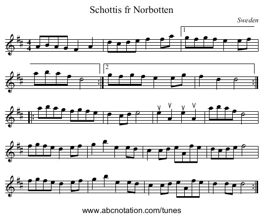 Schottis fr Norbotten - staff notation