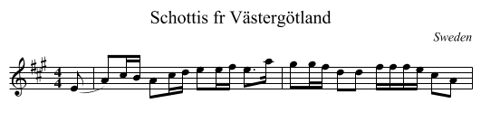 Schottis fr Västergötland - staff notation