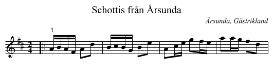 Schottis från Årsunda - staff notation