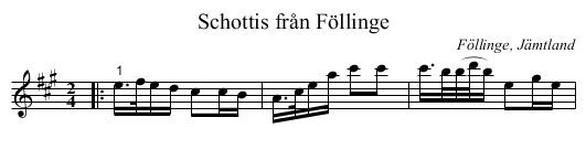 Schottis från Föllinge - staff notation